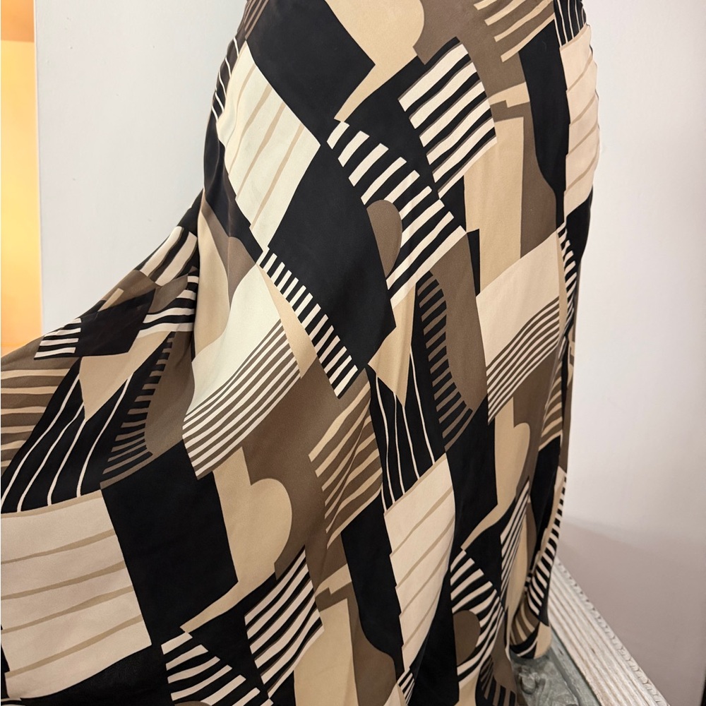 Ellen Tracy Black and Cream A-Line Skirt- Size 8